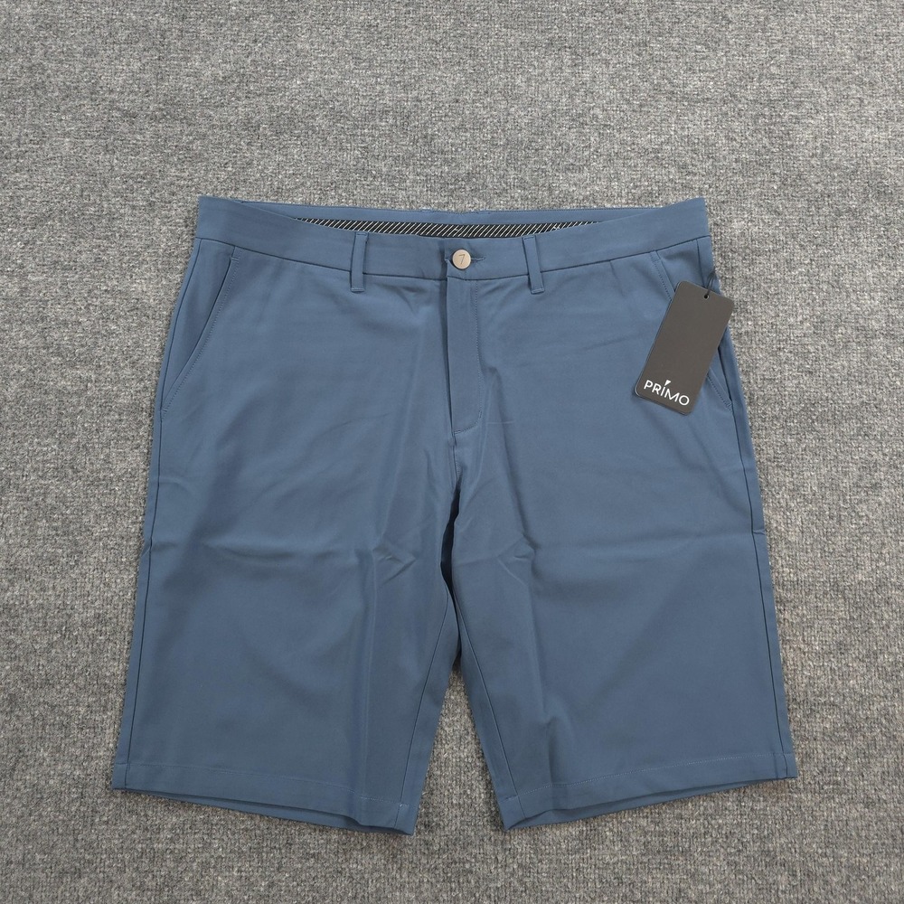 Primo Shorts Mens 38 Slate Blue 11" Performance Golf Stretch Casual Athletic NEW